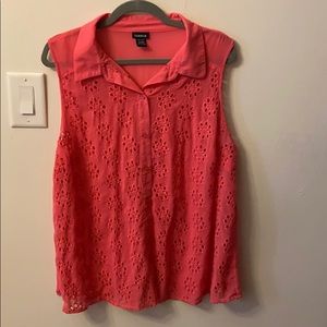Sleeveless Collared Blouse with Cutout Detail